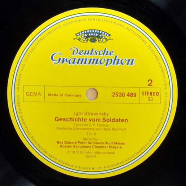 Igor Stravinsky , Boy Gobert · Peter Striebeck · Kurt Meisel , Boston Symphony Chamber Players - Die Geschichte Vom Soldaten | Deutsche Grammophon (2530 489) - 4