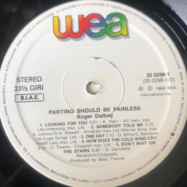 Roger Daltrey - Parting Should Be Painless | WEA (250 298-1) - 3