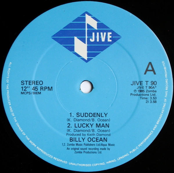 Billy Ocean - Suddenly | Jive (JIVE T 90) - 2