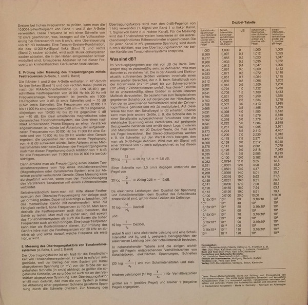 No Artist - Die Dhfi Schallplatte 2 · Hörtest- Und Meßplatte | dhfi (12 PAL 3720-ST) - 4 No Artist - Die Dhfi Schallplatte 2 · Hörtest- Und Meßplatte | dhfi (12 PAL 3720-ST) - 4