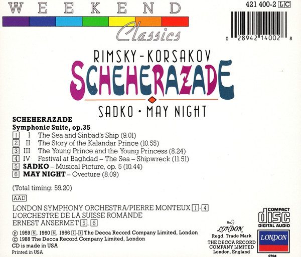 Nikolai Rimsky-Korsakov - Scheherazade / Sadko / May Night | London Records (421 400-2) - 2 Nikolai Rimsky-Korsakov - Scheherazade / Sadko / May Night | London Records (421 400-2) - 2