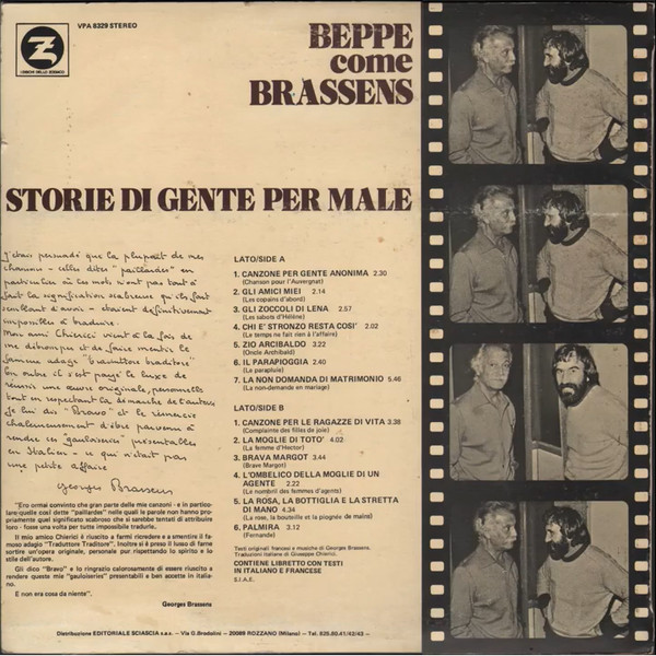 Beppe Chierici - Beppe Come Brassens (Storie Di Gente Per Male) | I Dischi Dello Zodiaco (VPA 8329) - 2