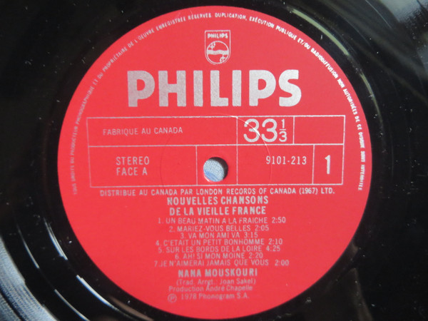 Nana Mouskouri - Nouvelles Chansons De La Vieille France [Vinyl] | Philips (9101-213) - 4