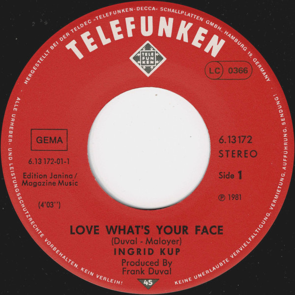 Ingrid Kup - Love What's Your Face | Telefunken (6.13 172)