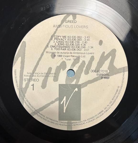 Ambitious Lovers - Greed | Virgin (066 427018-1) - 3