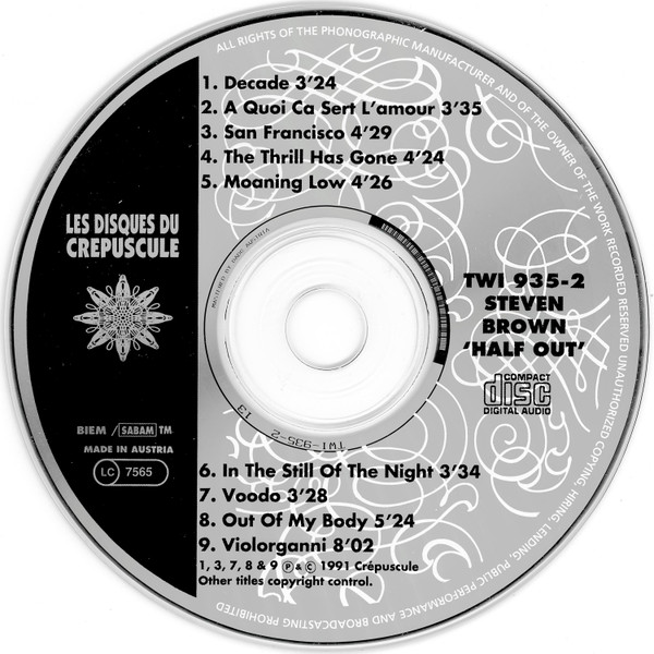 Steven Brown - Half Out | Les Disques Du Crépuscule (TWI 935-2) - 3 Steven Brown - Half Out | Les Disques Du Crépuscule (TWI 935-2) - 3