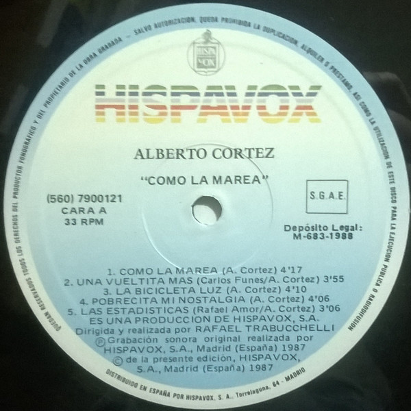 Alberto Cortez - Como La Marea | Hispavox ((560) 7900121) - 3