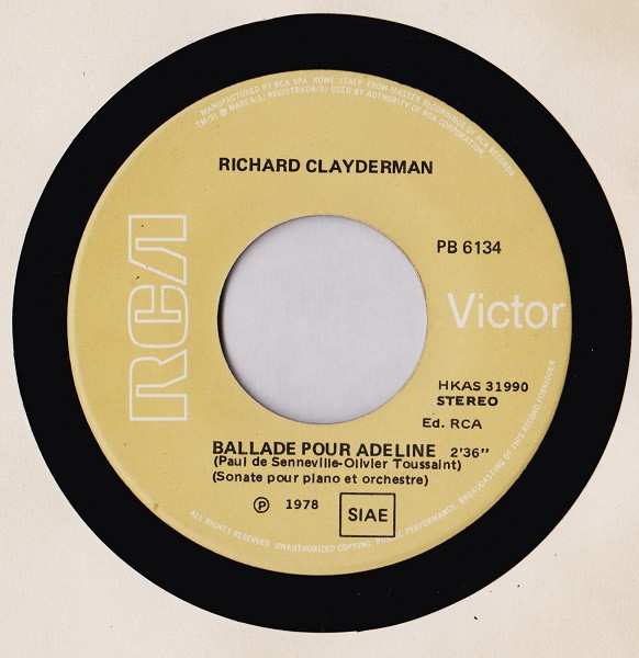 Richard Clayderman - Ballade Pour Adeline | RCA (PB 6134) - 3