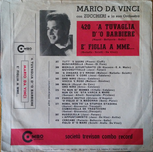 Mario Da Vinci - 'A Tuvaglia D'o Barbiere | Combo Record (420) - 2