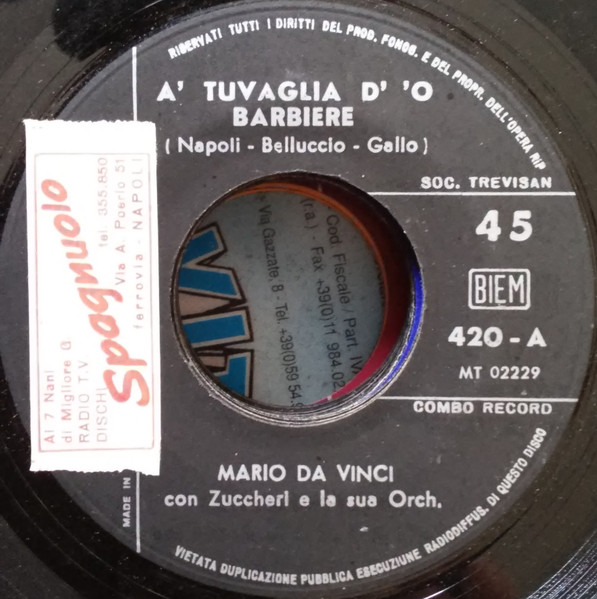 Mario Da Vinci - 'A Tuvaglia D'o Barbiere | Combo Record (420) - 3