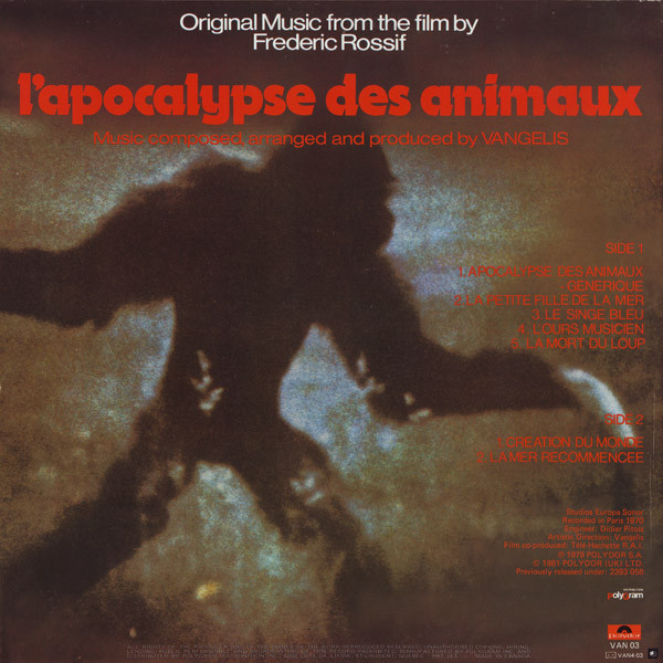 Vangelis - L'Apocalypse Des Animaux | Polydor (VAN 03) - 2