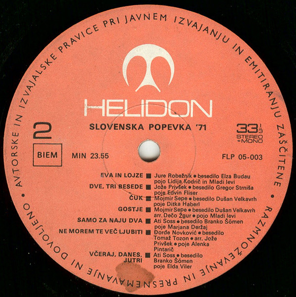 Various - Slovenska Popevka 71 | Helidon (FLP 05-003) - 4