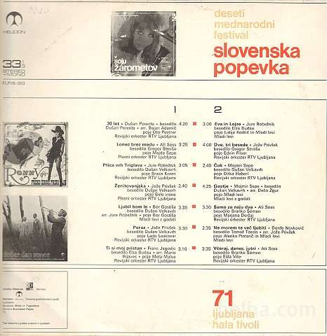 Various - Slovenska Popevka 71 | Helidon (FLP 05-003) - 2