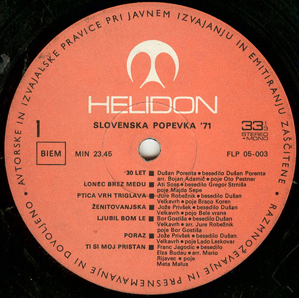 Various - Slovenska Popevka 71 | Helidon (FLP 05-003) - 3