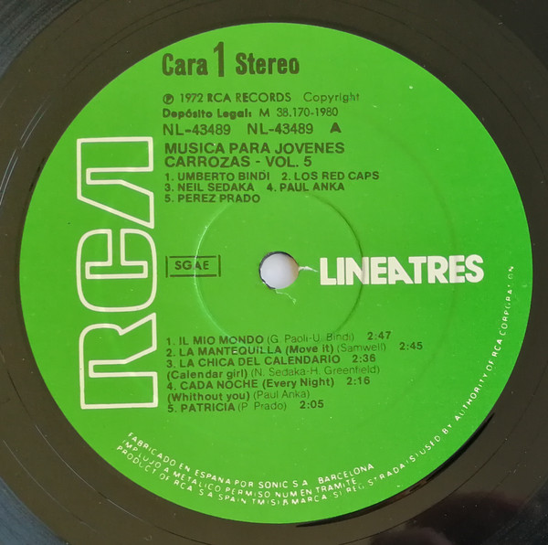 Various - Música Para Jóvenes Carrozas - Vol. 5 | RCA (NL 43489) - 3