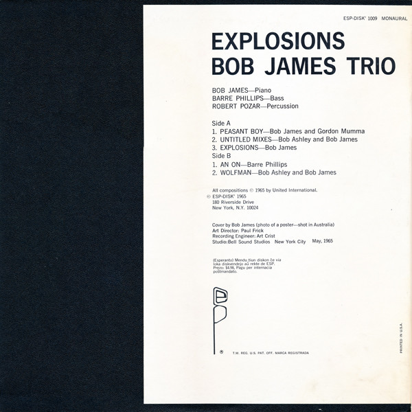 Bob James Trio - Explosions | ESP-Disk' (1009) - 2