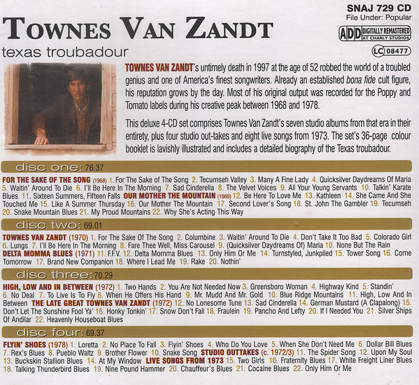 Townes Van Zandt - Texas Troubadour | Charly Records (SNAJ 729 CD) - 2 Townes Van Zandt - Texas Troubadour | Charly Records (SNAJ 729 CD) - 2