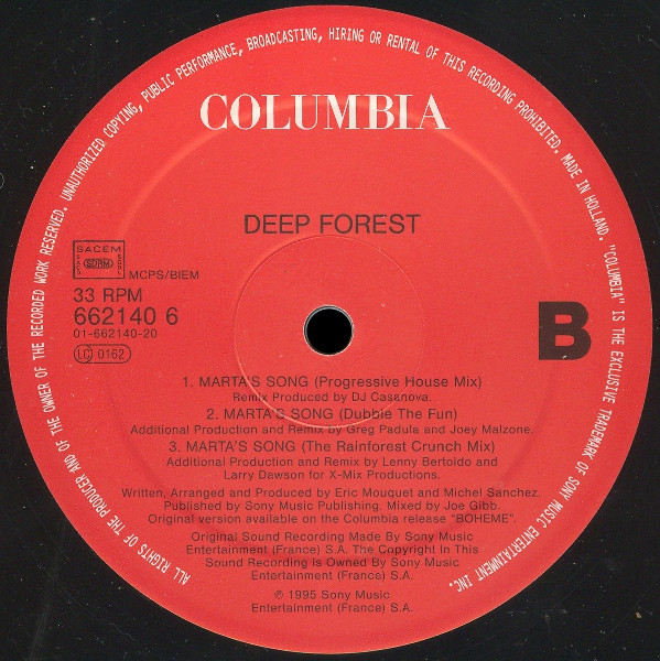 Deep Forest - Marta's Song | Columbia (662140 6) - 4