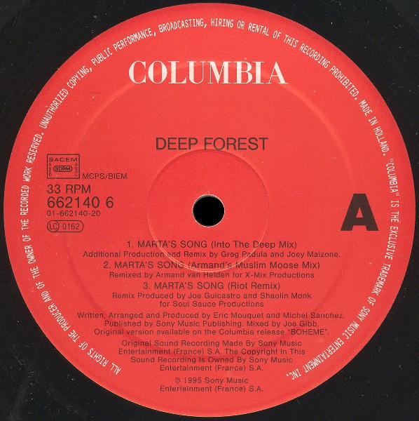 Deep Forest - Marta's Song | Columbia (662140 6) - 3
