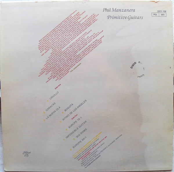 Phil Manzanera - Primitive Guitars | Editions EG (2311 106) - 2 Phil Manzanera - Primitive Guitars | Editions EG (2311 106) - 2