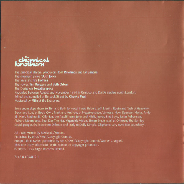 The Chemical Brothers - Exit Planet Dust | Junior Boy's Own (XDUSTCD1) - 3 The Chemical Brothers - Exit Planet Dust | Junior Boy's Own (XDUSTCD1) - 3