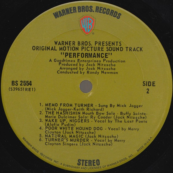 Various - Performance: Original Motion Picture Sound Track | Warner Bros. Records (BS 2554) - 4 Various - Performance: Original Motion Picture Sound Track | Warner Bros. Records (BS 2554) - 4