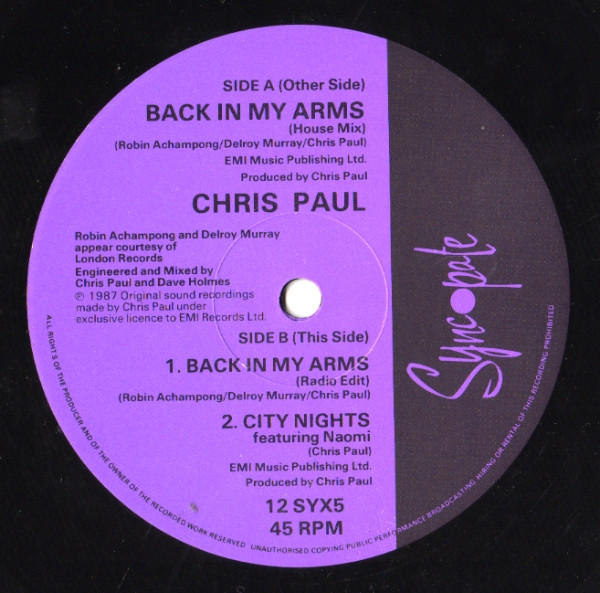 Chris Paul - Back In My Arms | Syncopate (12SYX 5) - 4