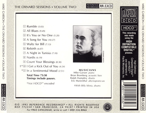 Mike Garson - The Oxnard Sessions Volume Two | Reference Recordings (RR-53CD) - 2