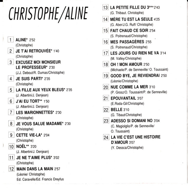 Christophe - Aline | Les Disques Motors (838 259-2) - 2