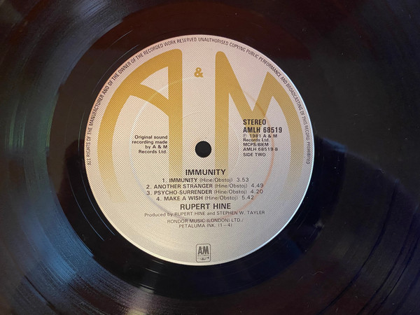 Rupert Hine - Immunity | A&M Records (AMLH 68519) - 4 Rupert Hine - Immunity | A&M Records (AMLH 68519) - 4
