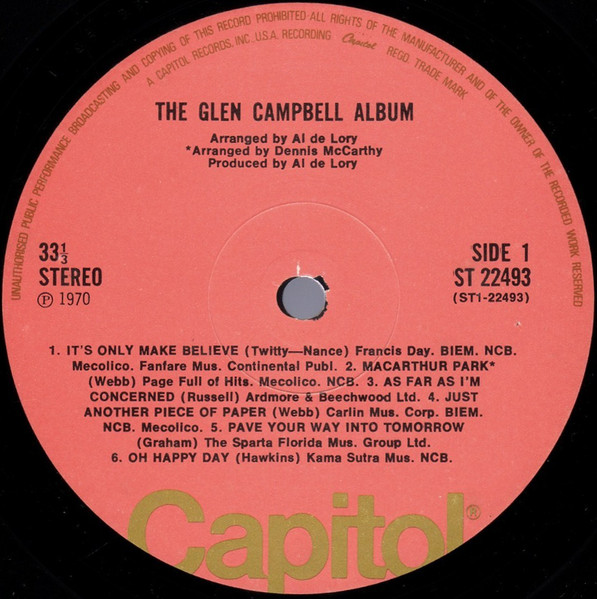 Glen Campbell - The Glen Campbell Album | Capitol Records (ST 22493) - 3 Glen Campbell - The Glen Campbell Album | Capitol Records (ST 22493) - 3