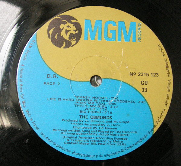 The Osmonds - Crazy Horses | MGM Records (2315 123) - 3