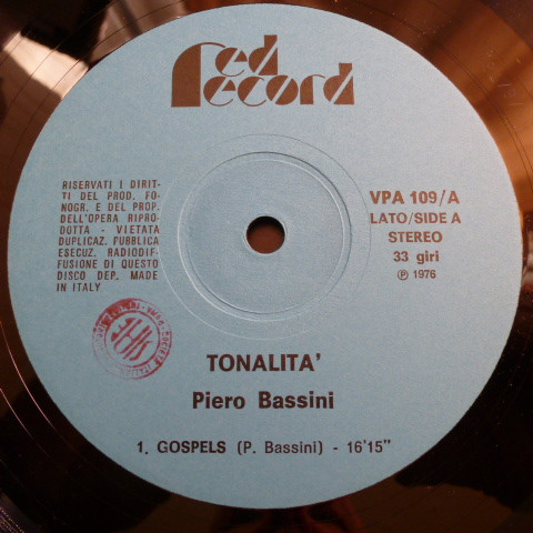 Piero Bassini - Tonalità | Red Record (VPA 109) - 3