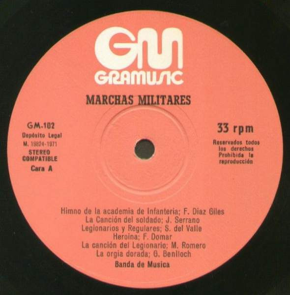Banda De La Policia Armada De Barcelona , Jesus Iglesias Lagos - Marchas Militares | Gramusic (GM-102) - 3 Banda De La Policia Armada De Barcelona , Jesus Iglesias Lagos - Marchas Militares | Gramusic (GM-102) - 3