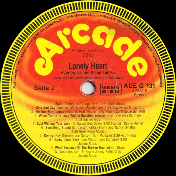 Various - Lonely Heart | Arcade (ADE G 131 A-5627) - 3