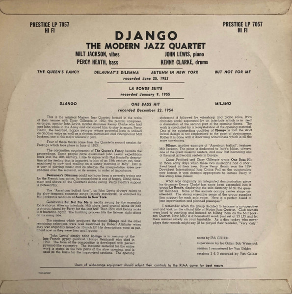 The Modern Jazz Quartet - Django | Metronome (Prestige LP 7057) - 2 The Modern Jazz Quartet - Django | Metronome (Prestige LP 7057) - 2