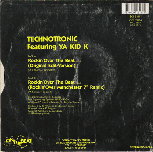Technotronic Featuring Ya Kid K - Rockin' Over The Beat | On The Beat (OTB 1317-7) - 2