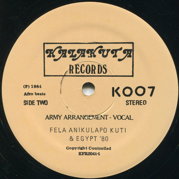 Fela Kuti - Army Arrangement | Kalakuta Records (K007) - 2