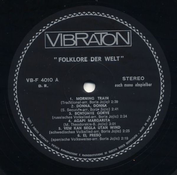 Νινή Ζαχά - Cora & Frank - Nicky & Conny - Das Bondarenko Trio - Donna Donna - Folklore Der Welt | Vibraton (VB-F 4010) - 3