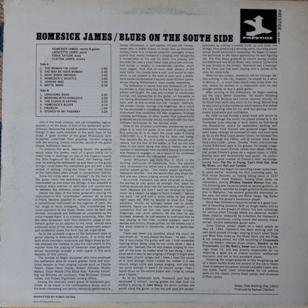 Homesick James - Blues On The South Side | Prestige (HBS 8007) - 2 Homesick James - Blues On The South Side | Prestige (HBS 8007) - 2