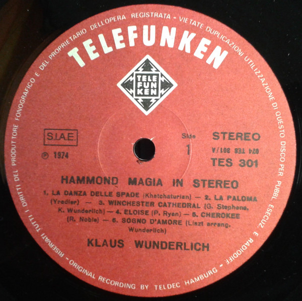 Klaus Wunderlich - Hammond Magia In Stereo | Telefunken (TES 301) - 3 Klaus Wunderlich - Hammond Magia In Stereo | Telefunken (TES 301) - 3