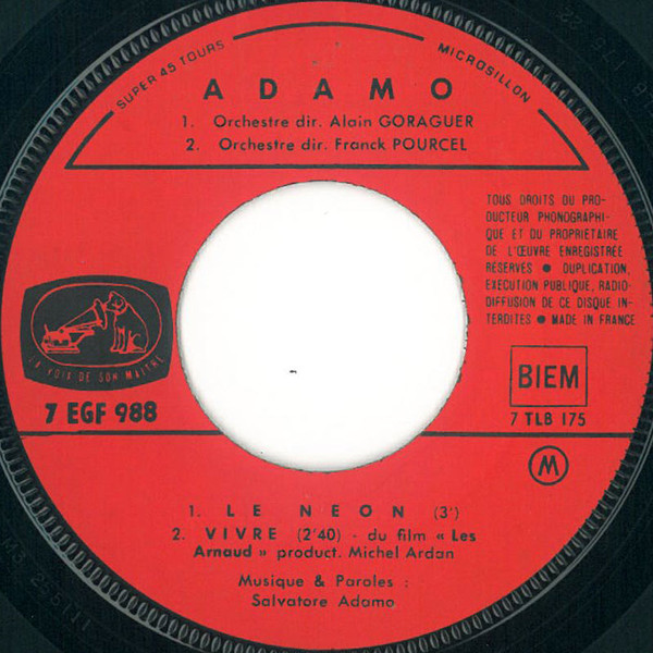 Adamo - Le Néon | La Voix De Son Maître (EGF 988) - 3