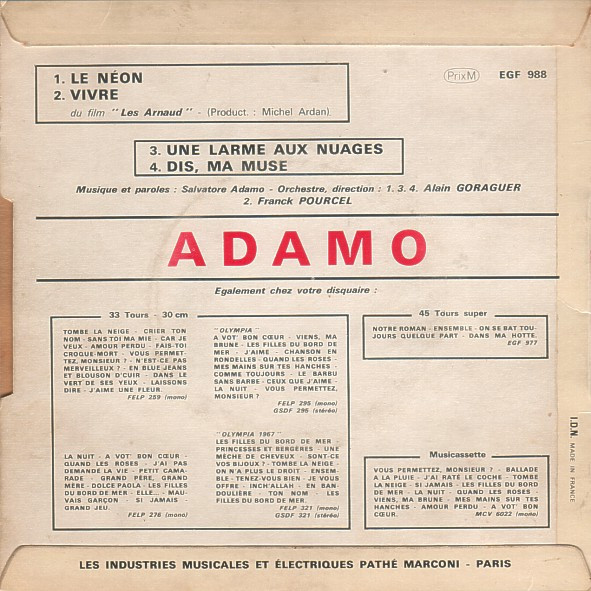 Adamo - Le Néon | La Voix De Son Maître (EGF 988) - 2