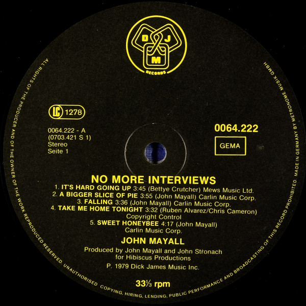 John Mayall - No More Interviews | DJM Records (0064.222) - 3