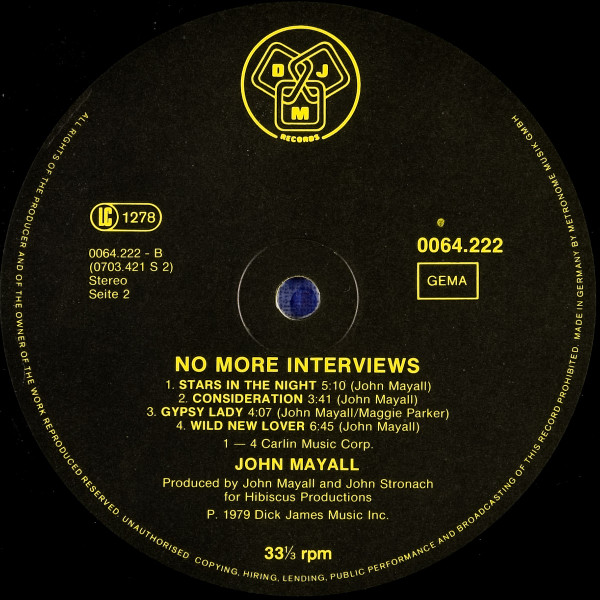 John Mayall - No More Interviews | DJM Records (0064.222) - 4