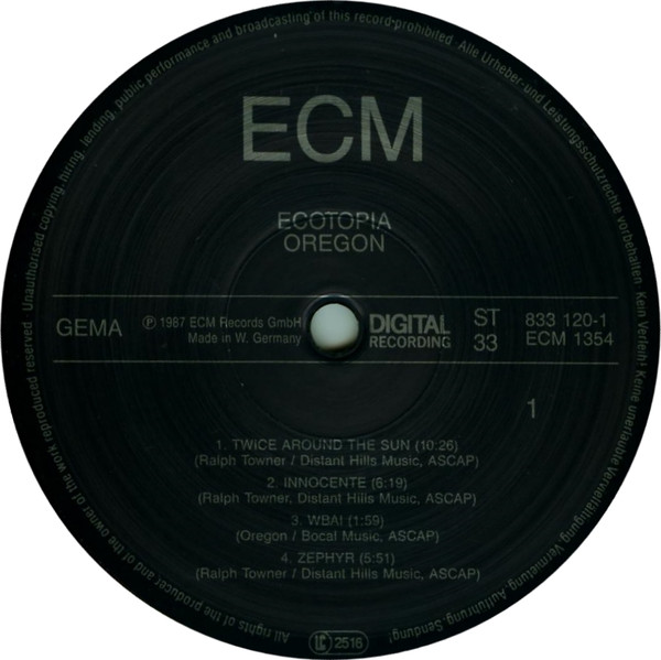 Oregon - Ecotopia | ECM Records (ECM 1354) - 3 Oregon - Ecotopia | ECM Records (ECM 1354) - 3