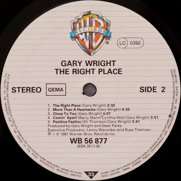 Gary Wright - The Right Place | Warner Bros. Records (WB 56877) - 4 Gary Wright - The Right Place | Warner Bros. Records (WB 56877) - 4