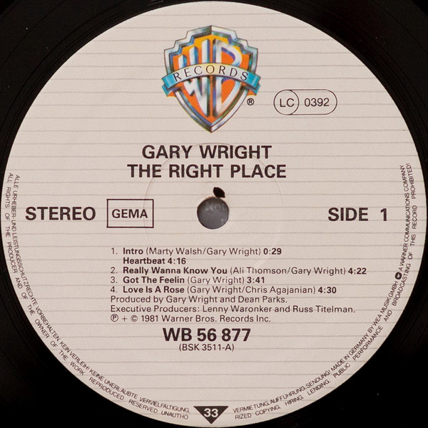 Gary Wright - The Right Place | Warner Bros. Records (WB 56877) - 3 Gary Wright - The Right Place | Warner Bros. Records (WB 56877) - 3