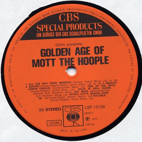 Mott The Hoople - Golden Age Of Mott The Hoople | CBS (LSP 13128) - 4