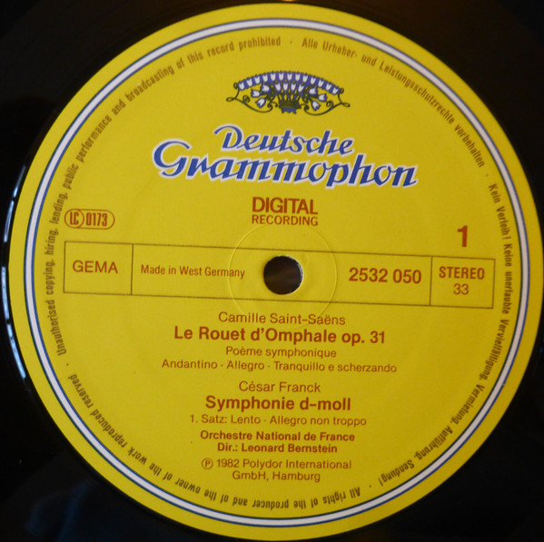 César Franck , Camille Saint-Saëns , Orchestre National De France , Leonard Bernstein - Symphonie En Ré Mineur - Le Rouet D'Omphale | Deutsche Grammophon (2532 050) - 4 César Franck , Camille Saint-Saëns , Orchestre National De France , Leonard Bernstein - Symphonie En Ré Mineur - Le Rouet D'Omphale | Deutsche Grammophon (2532 050) - 4